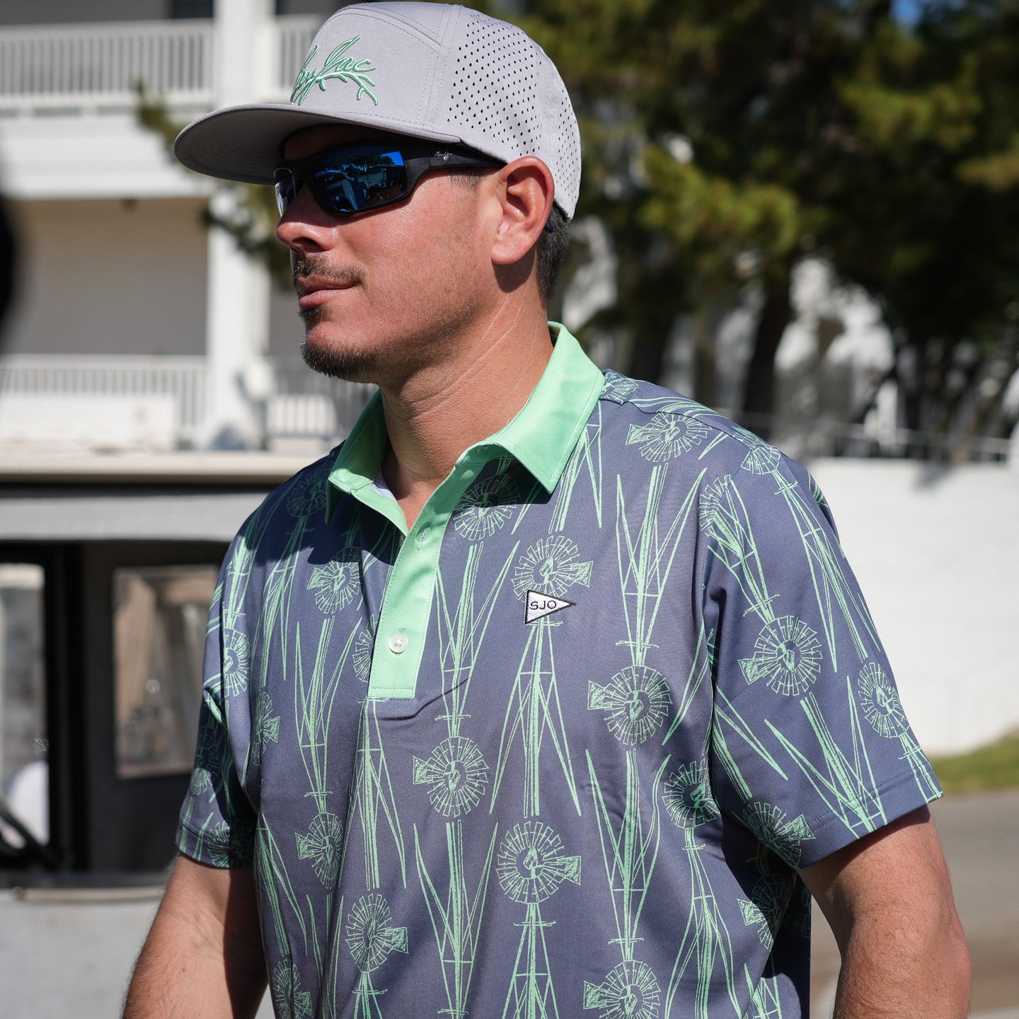 San Jac Men's Short Sleeve Performance Shirt - Grey Windmill-Short Sleeve Shirt-San Jac Outdoors