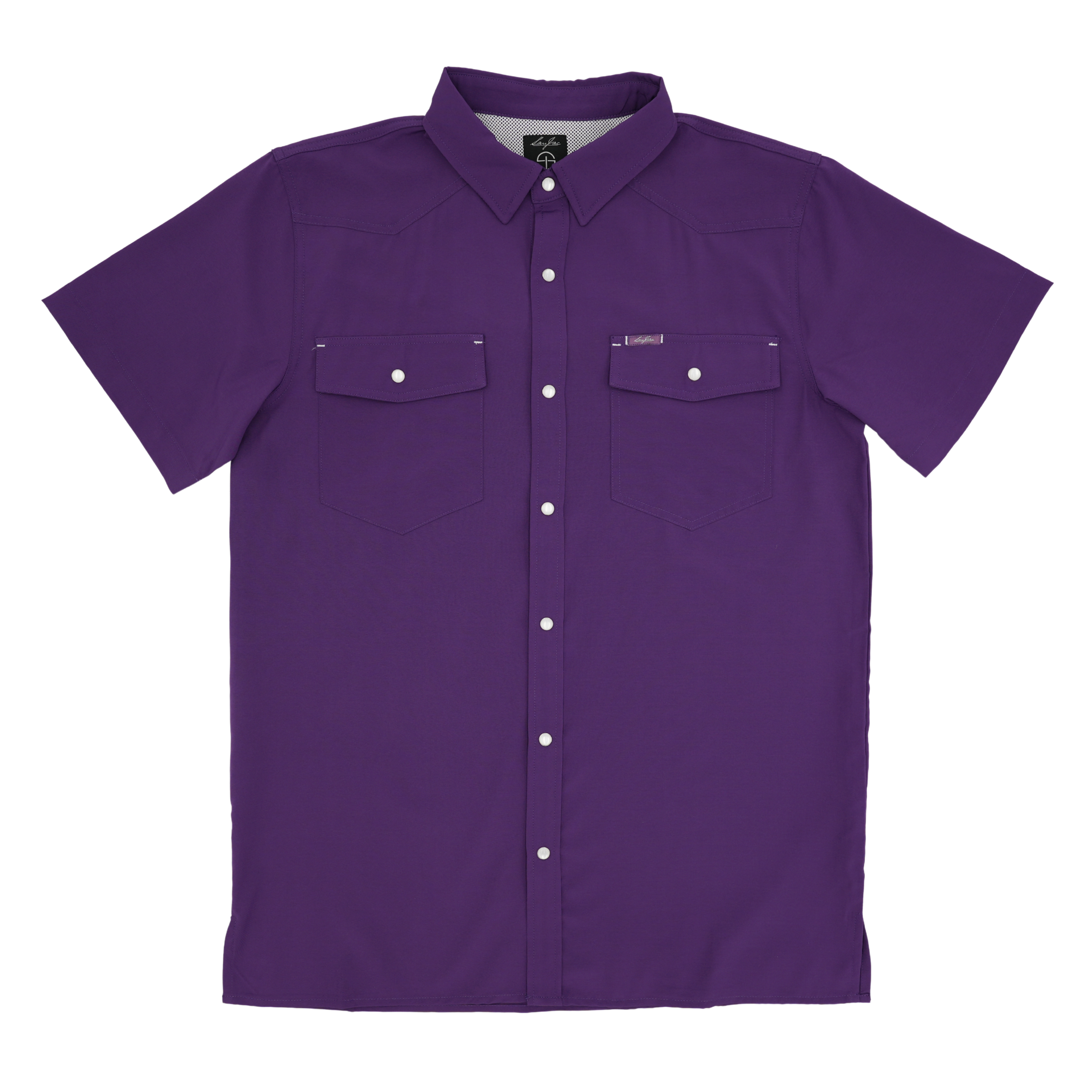 San Jac Men's Short Sleeve Performance Pearl Snap Shirt - Purple San Jac Men's Short Sleeve Performance Pearl Snap Shirt - Purple