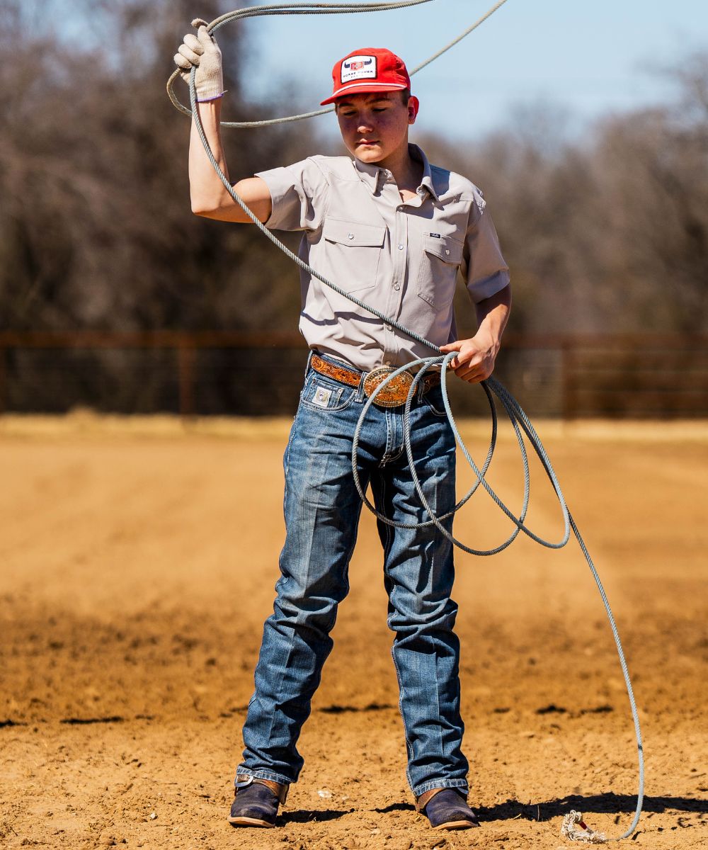 San Jac Youth Short Sleeve Performance Shirt - Grey-Short Sleeve Shirt-San Jac Outdoors