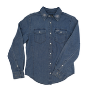 San Jac Women's Long Sleeve Denim Shirt - Dark Wash-Long Sleeve Shirt-San Jac Outdoors