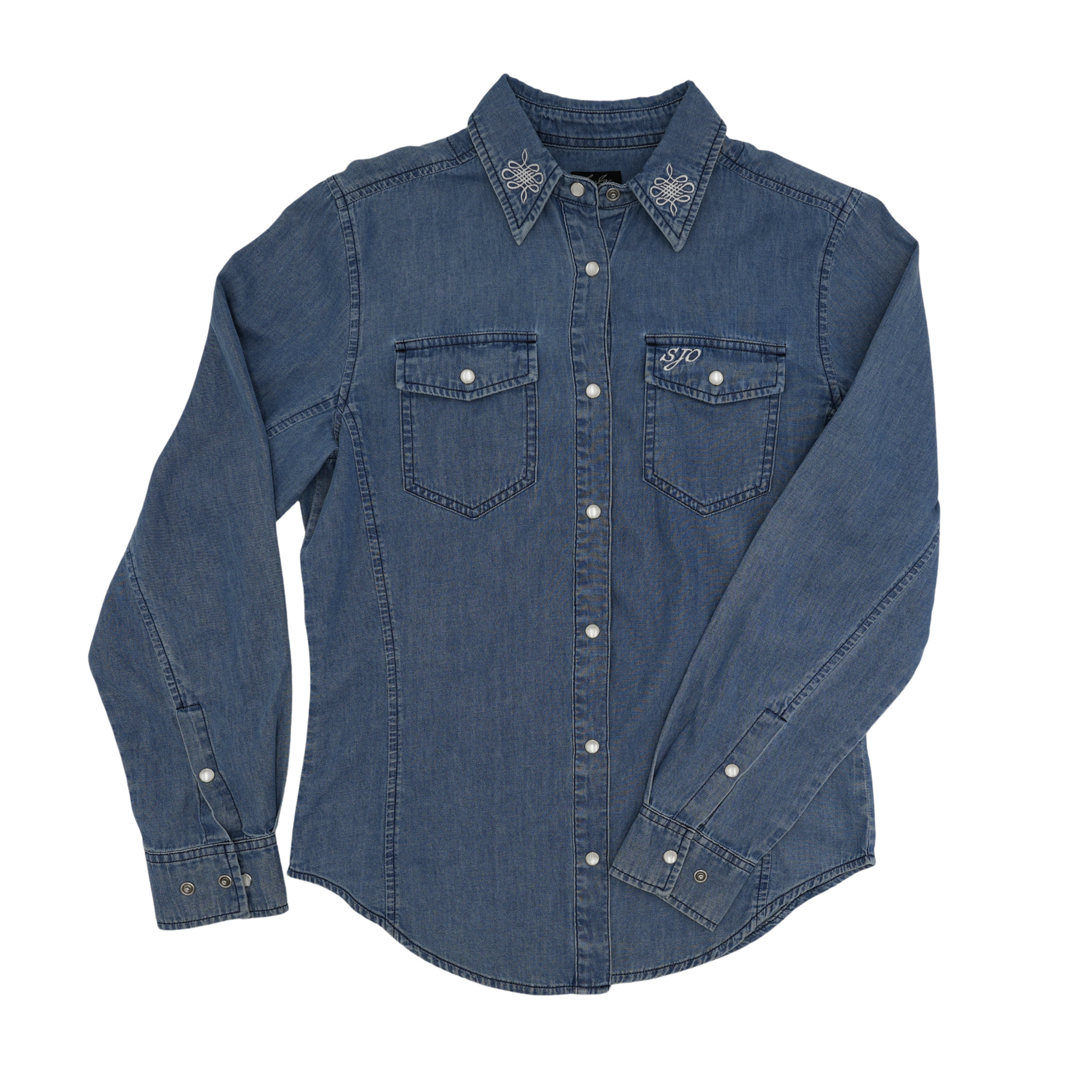 San Jac Women's Long Sleeve Denim Shirt - Dark Wash-Long Sleeve Shirt-San Jac Outdoors