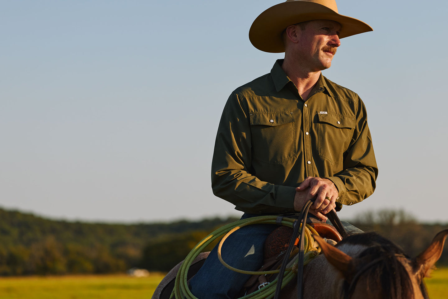 San Jac Men's Long Sleeve Performance Shirt - Olive Green-Long Sleeve Shirt-San Jac Outdoors