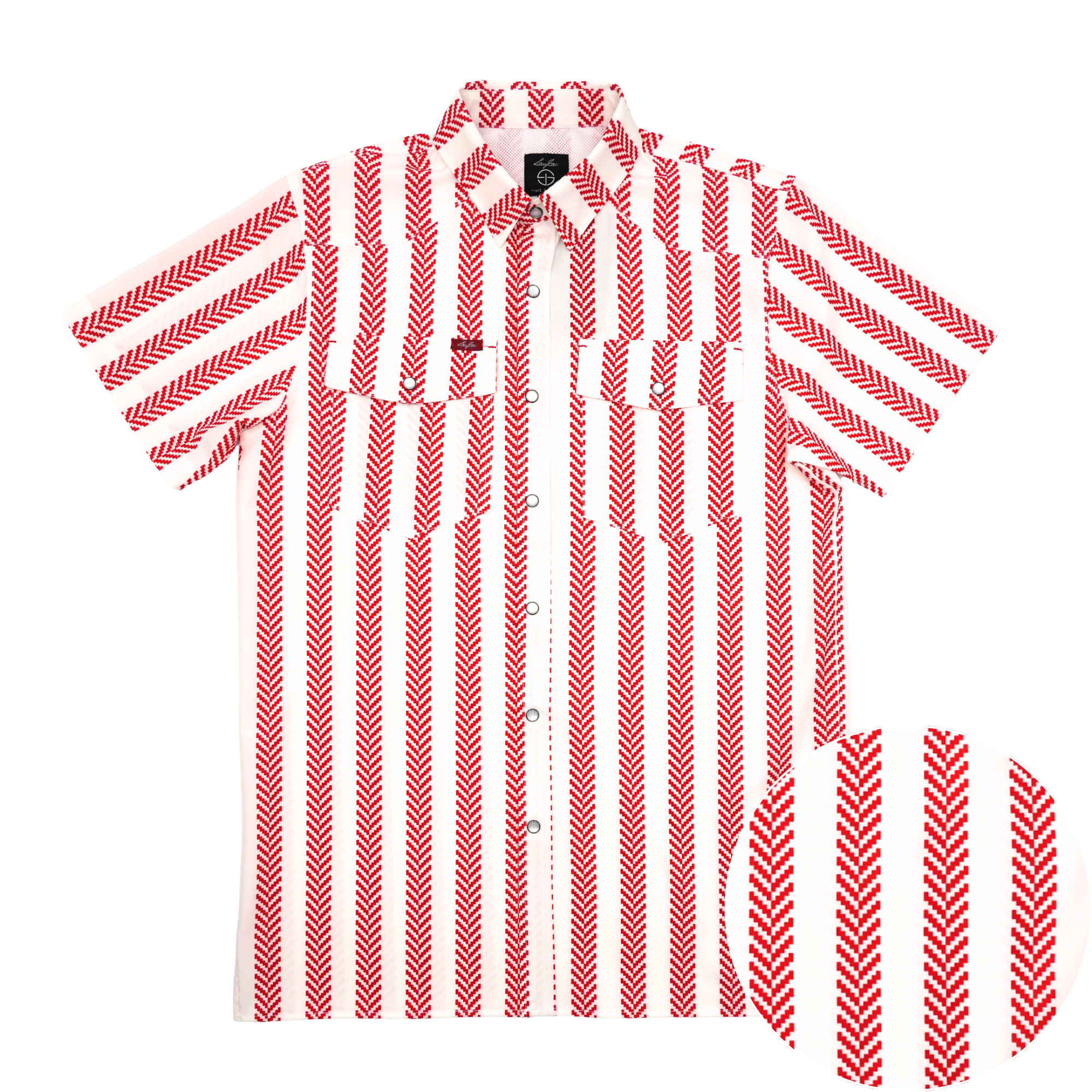 San Jac Men's Short Sleeve Performance Pearl Snap Shirt - Red San Jac Men's Short Sleeve Performance Pearl Snap Shirt - Red