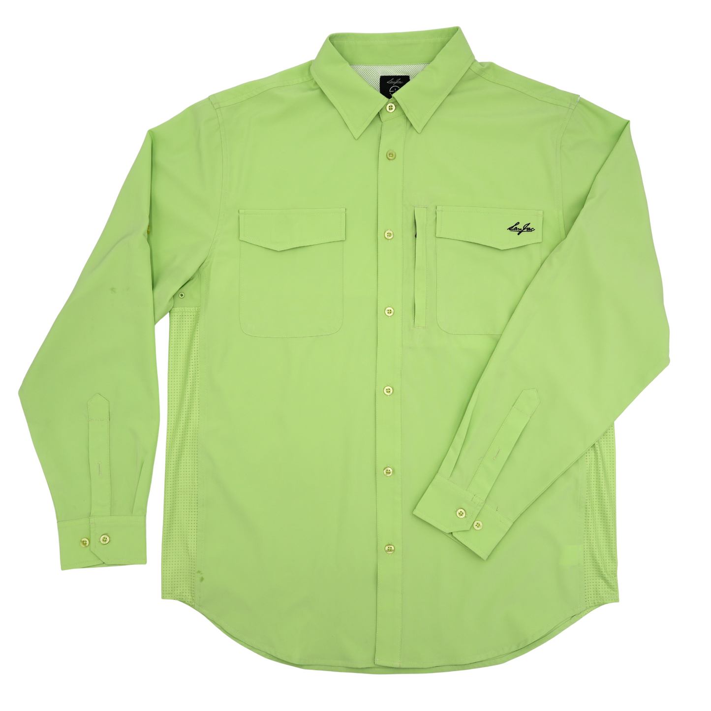 San Jac Men's Long Sleeve Button Down Performance Shirt - Lime
