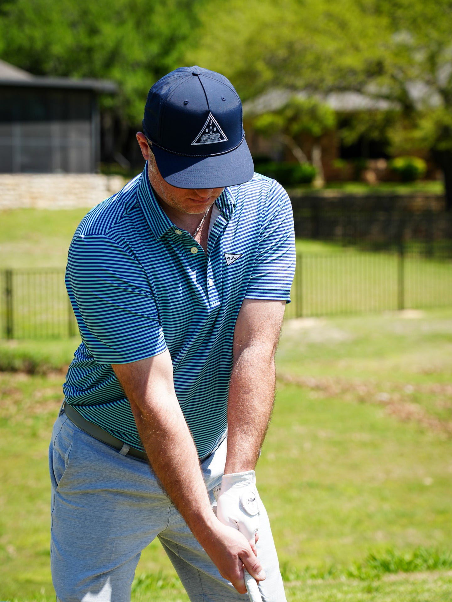 San Jac Men's Short Sleeve Performance Shirt - Navy Striped-Short Sleeve Shirt-San Jac Outdoors