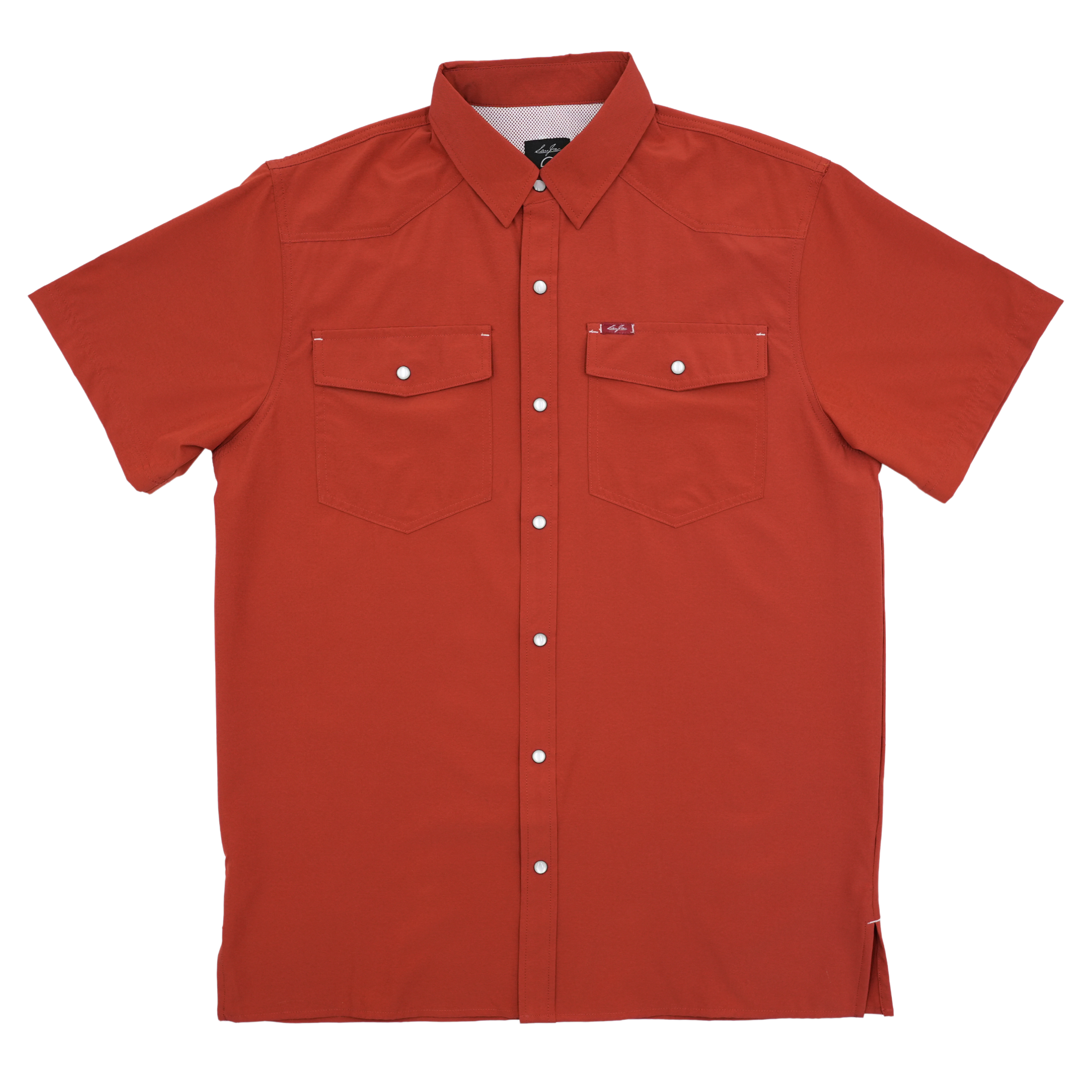 San Jac Men's Short Sleeve Performance Pearl Snap Shirt - Rust San Jac Men's Short Sleeve Performance Pearl Snap Shirt - Rust