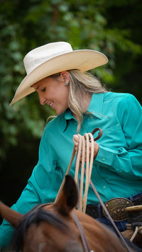 San Jac Women's Long Sleeve Performance Shirt - Teal-Long Sleeve Shirt-San Jac Outdoors