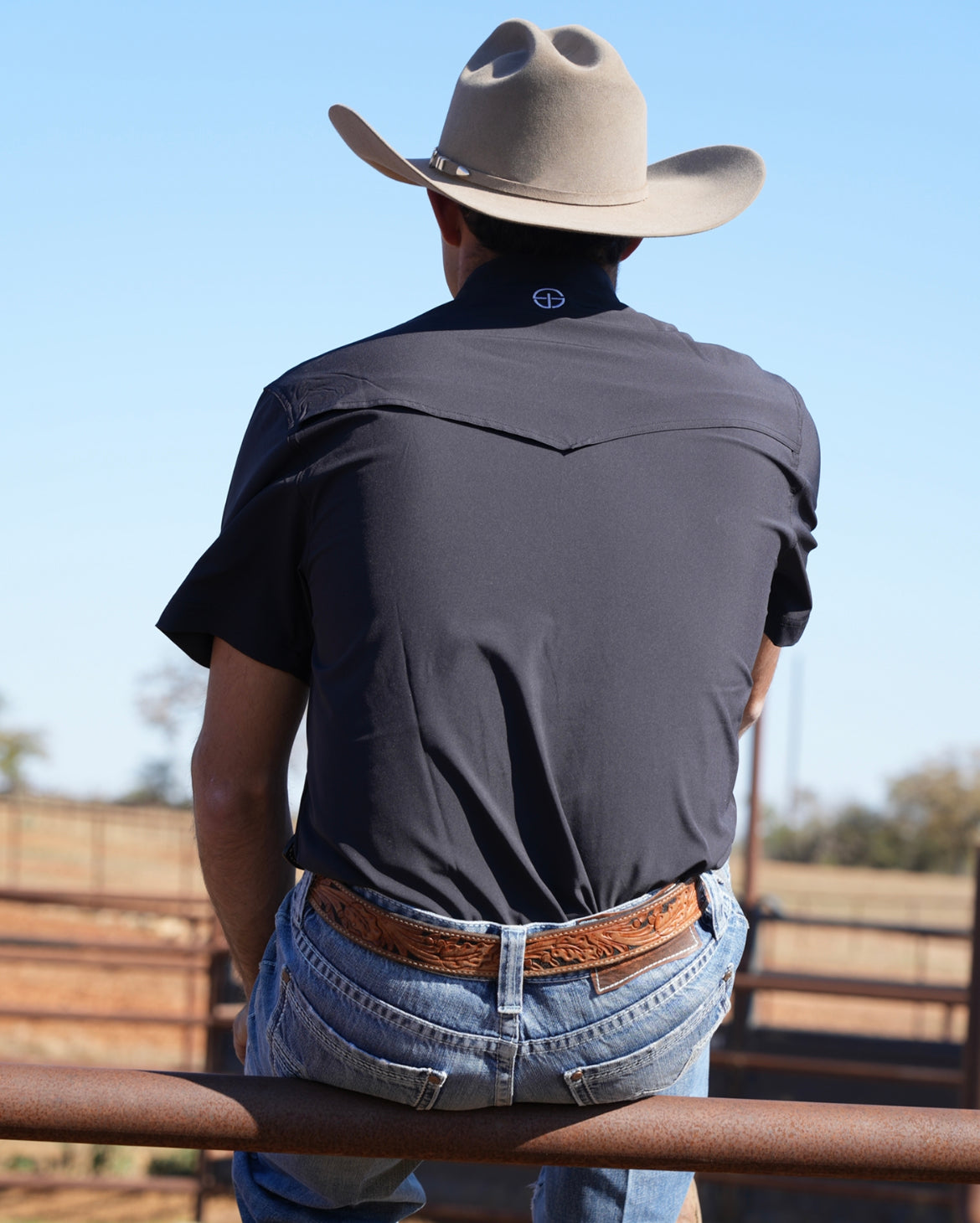 San Jac Men’s Short Sleeve Performance Pearl Snap - Midnight Black-Short Sleeve Shirt-San Jac Outdoors