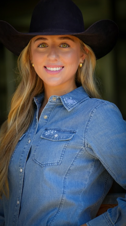 San Jac Women's Long Sleeve Denim Shirt - Dark Wash-Long Sleeve Shirt-San Jac Outdoors