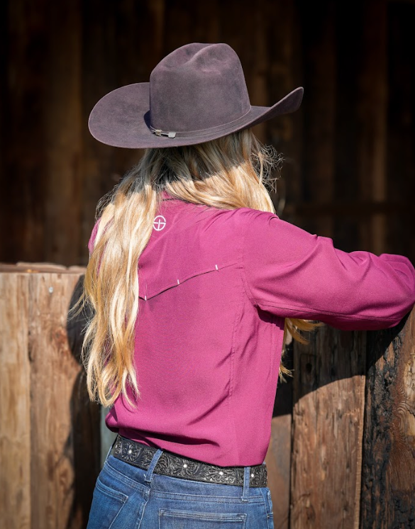 San Jac Women’s Long Sleeve Performance Shirt - Maroon-Long Sleeve Shirt-San Jac Outdoors