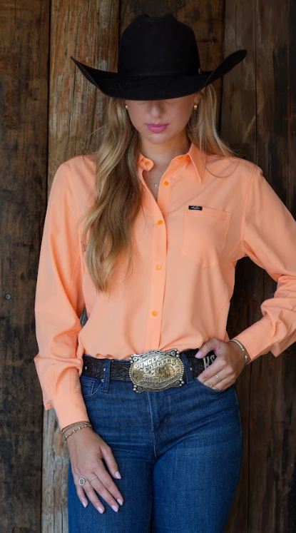 San Jac Women's Long Sleeve Performance Shirt - Coral-Long Sleeve Shirt-San Jac Outdoors