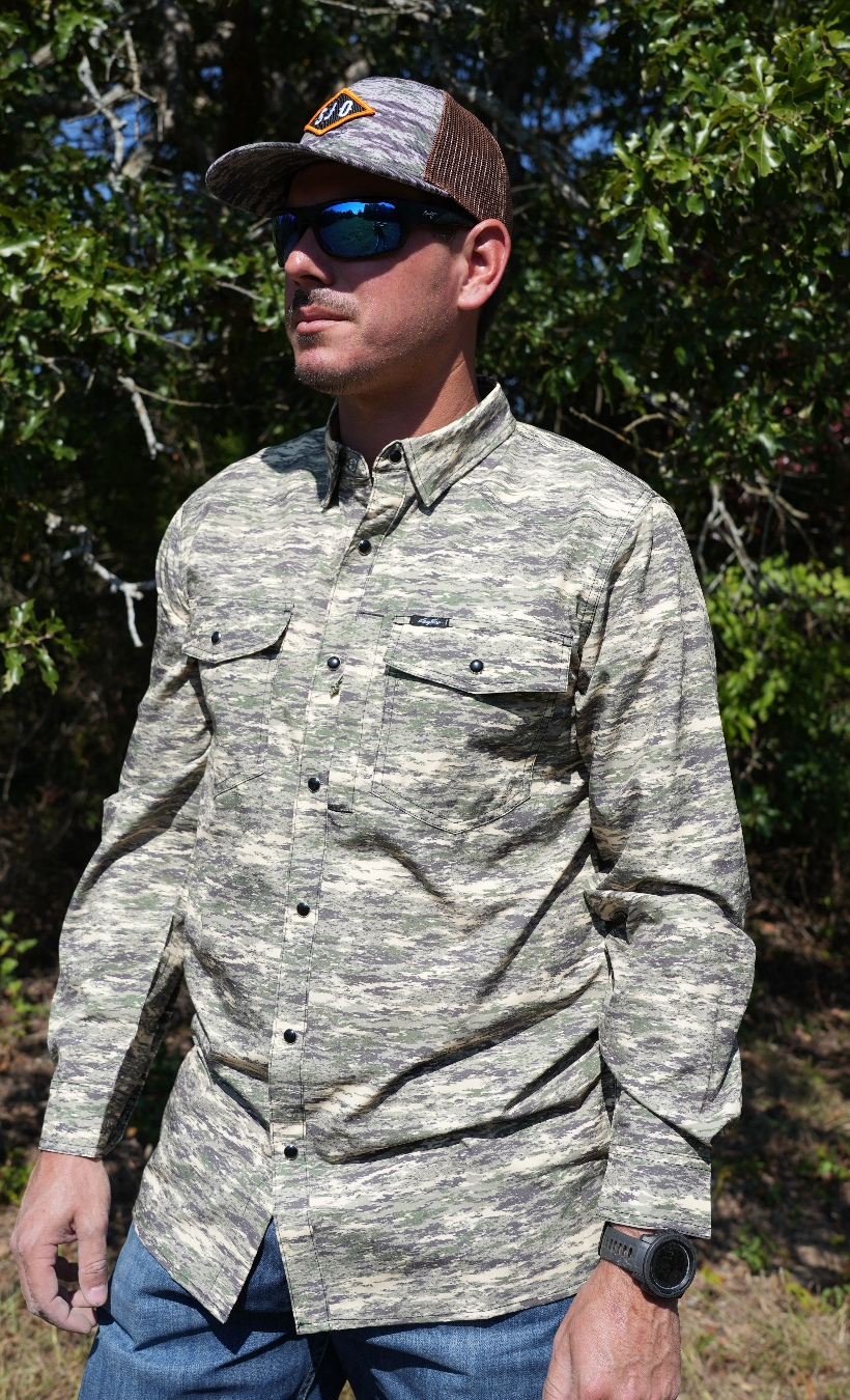 San Jac Men's Long Sleeve Performance Shirt - Camo-Long Sleeve Shirt-San Jac Outdoors