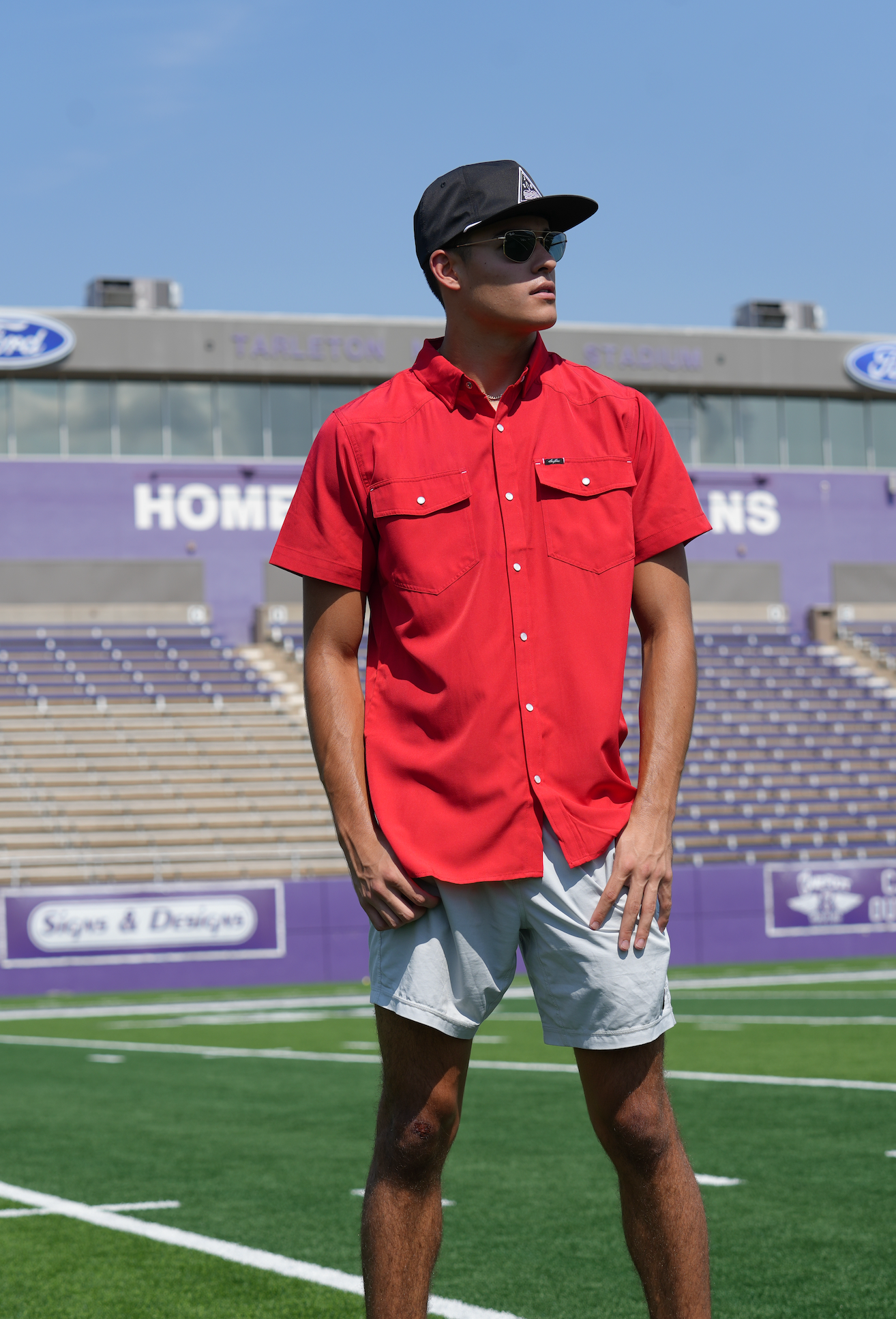 San Jac Men's Short Sleeve Performance Shirt - Red-Short Sleeve Shirt-San Jac Outdoors
