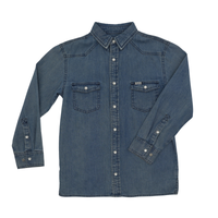 San Jac Youth Long Sleeve Denim Shirt - Dark Wash-Long Sleeve Shirt-San Jac Outdoors