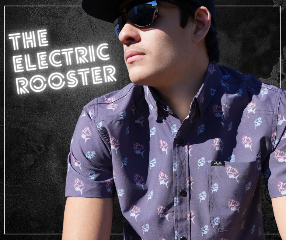 San Jac Men's Short Sleeve Performance Shirt - Rooster Fish-Short Sleeve Shirt-San Jac Outdoors