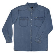 San Jac Men's Long Sleeve Denim Pearl Snap Shirt - Dark Wash