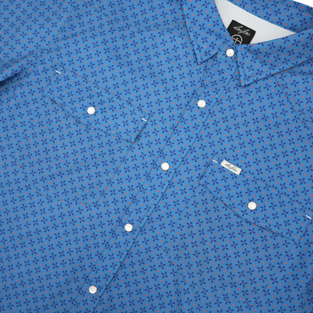San Jac Men's Long Sleeve Performance Pearl Snap Shirt -The Blue Daisy