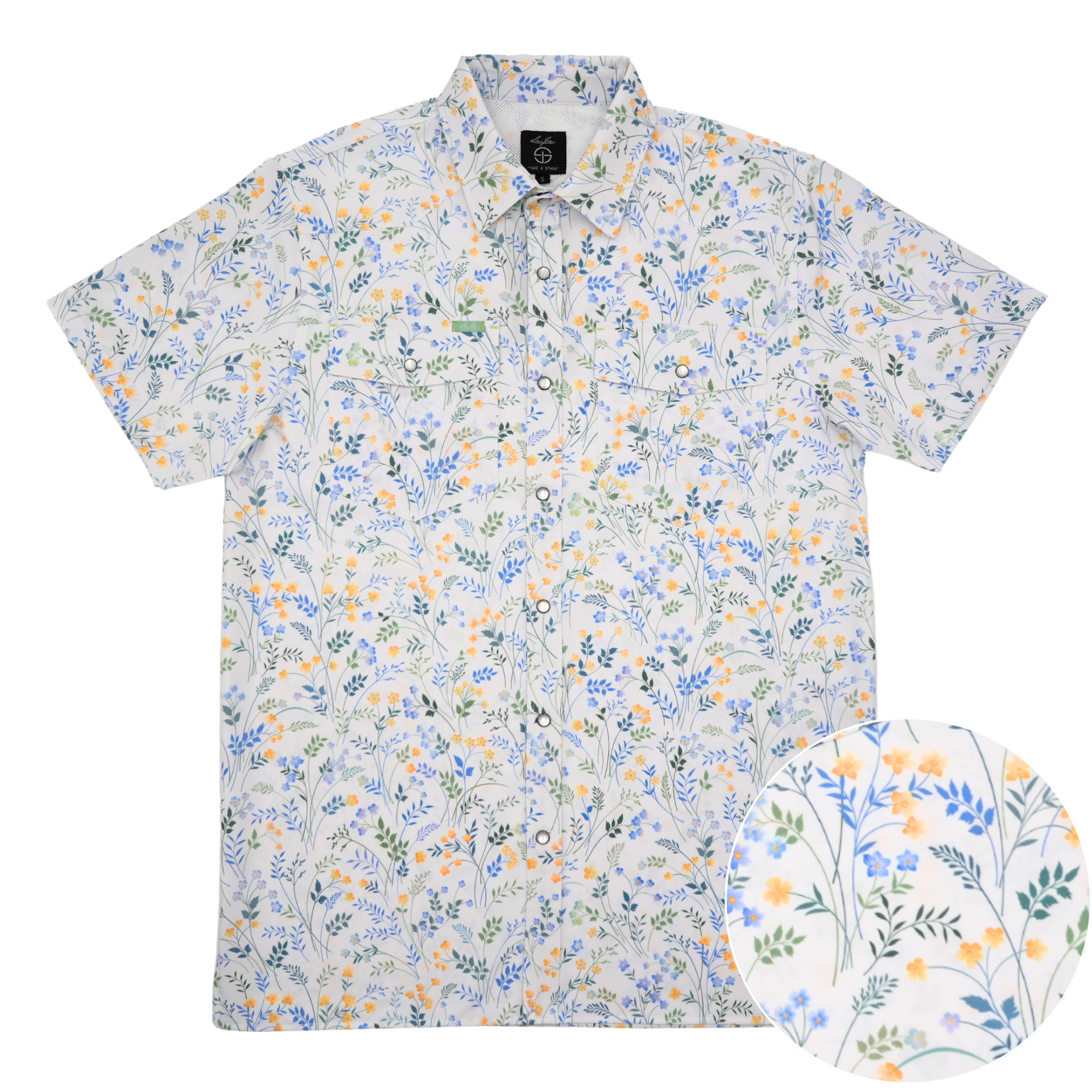 トップス SMALL FLOWER OVER SHIRT Never A Wallflower | Short Sleeve Elastic Collar Top Mini Floral