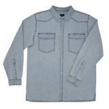 San Jac Men's Long Sleeve Denim Pearl Snap Shirt - Light Wash