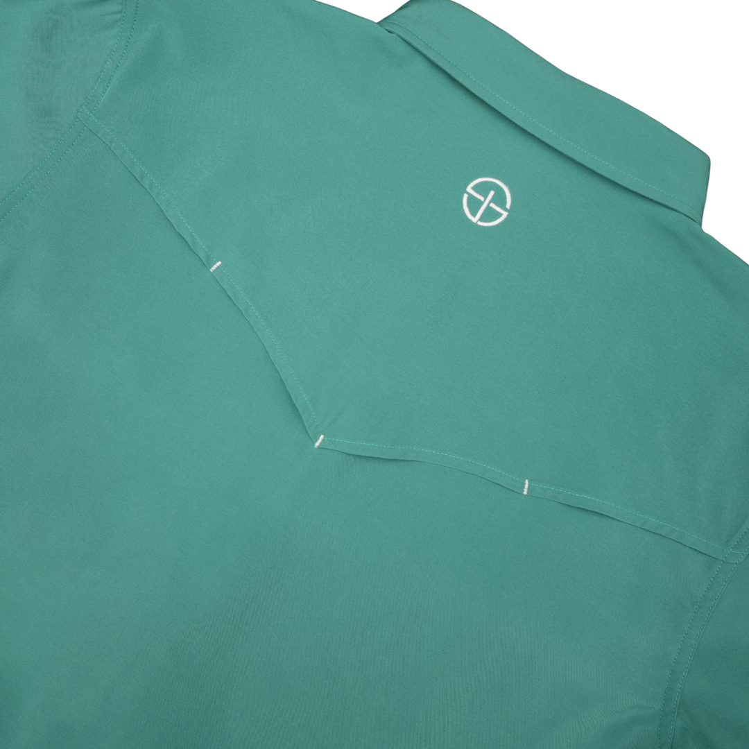 San Jac Youth Long Sleeve Performance Pearl Snap Shirt - Teal