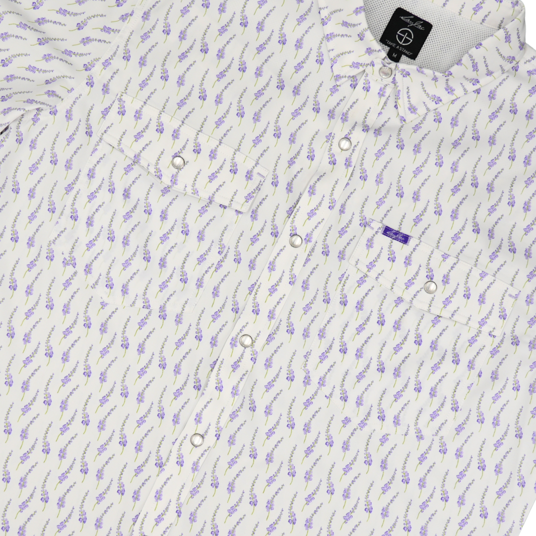 San Jac Men's Short Sleeve Performance Pearl Snap Shirt - Lone Star Bloom