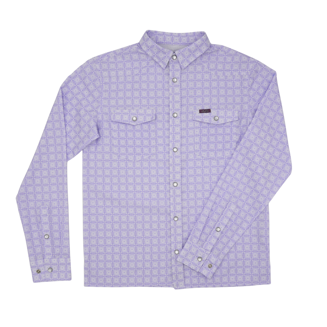 San Jac Youth Long Sleeve Performance Pearl Snap Shirt - Lavender