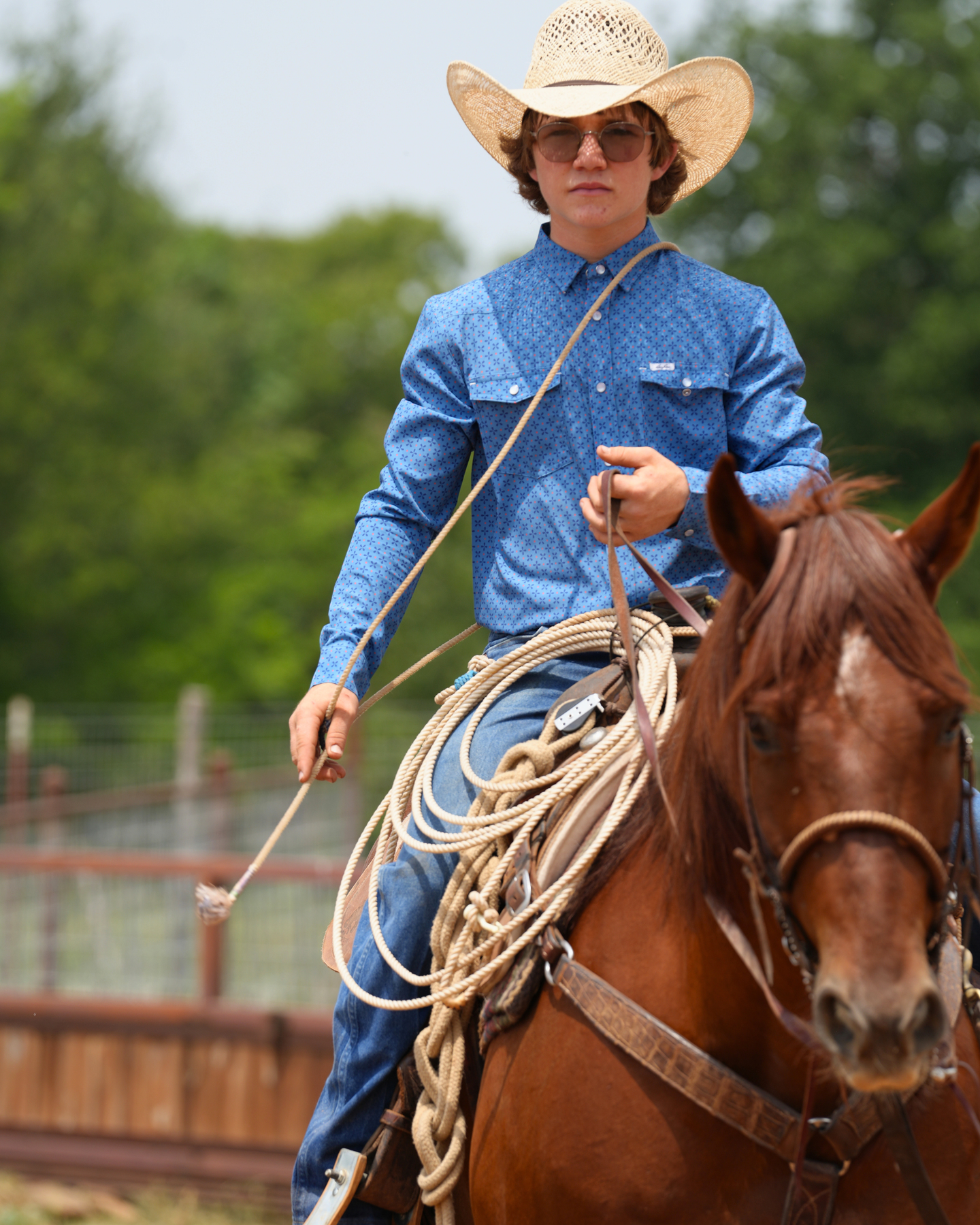 San Jac Youth Long Sleeve Performance Pearl Snap Shirt - The Blue Daisy