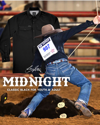 San Jac Youth Long Sleeve Performance Pearl Snap Shirt - Midnight