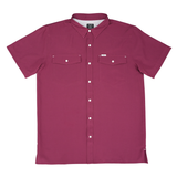 San Jac Men's Short Sleeve Performance Pearl Snap Shirt - Maroon