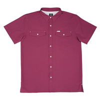 San Jac Men's Short Sleeve Performance Pearl Snap Shirt - Maroon