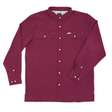 San Jac Men's Long Sleeve Performance Pearl Snap Shirt - Maroon