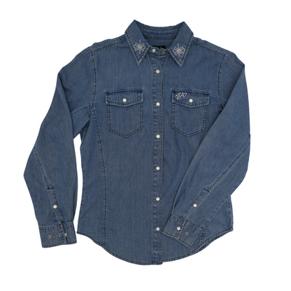 San Jac Women's Long Sleeve Denim Shirt - Dark Wash