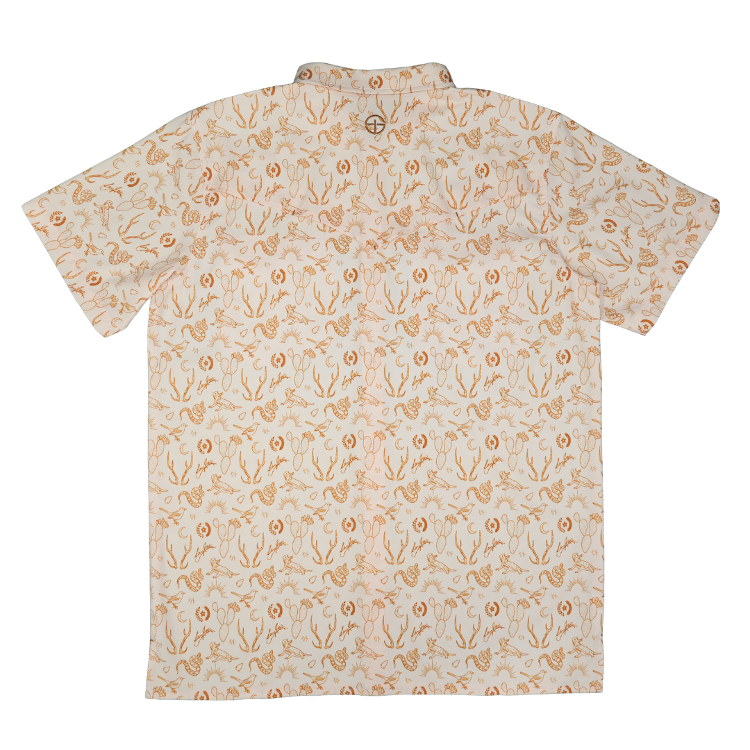 San Jac Men's Short Sleeve Performance Pearl Snap Shirt - Texas Sun