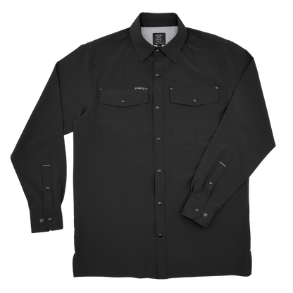 San Jac Men’s Long Sleeve Performance Pearl Snap - Midnight Black-Long Sleeve Shirt-San Jac Outdoors