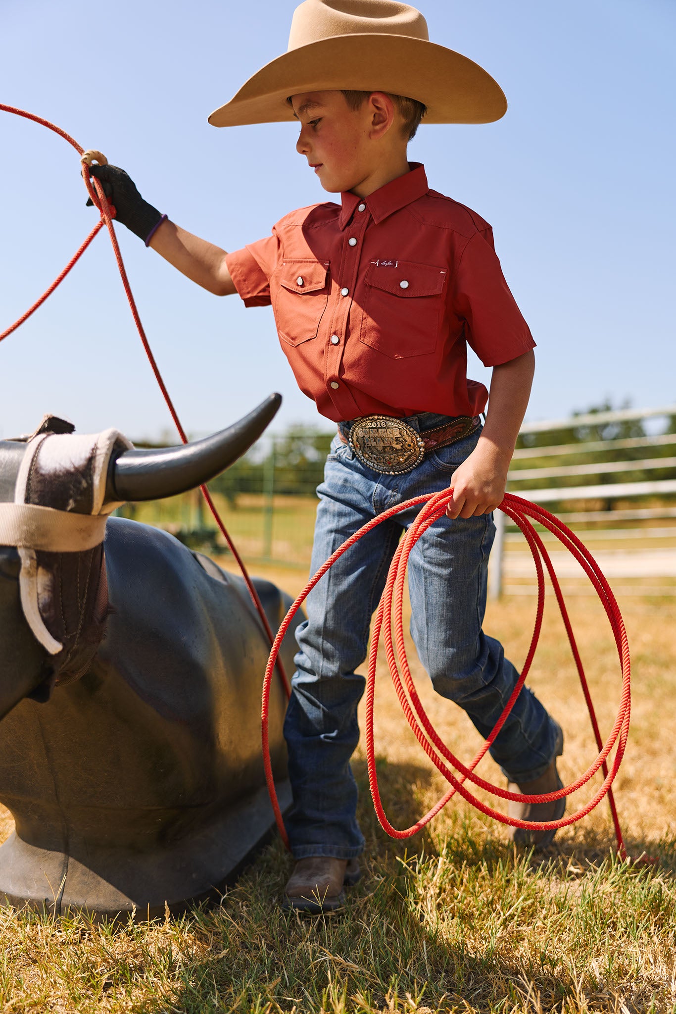 San Jac Youth Short Sleeve Performance Shirt - Rust-Short Sleeve Shirt-San Jac Outdoors