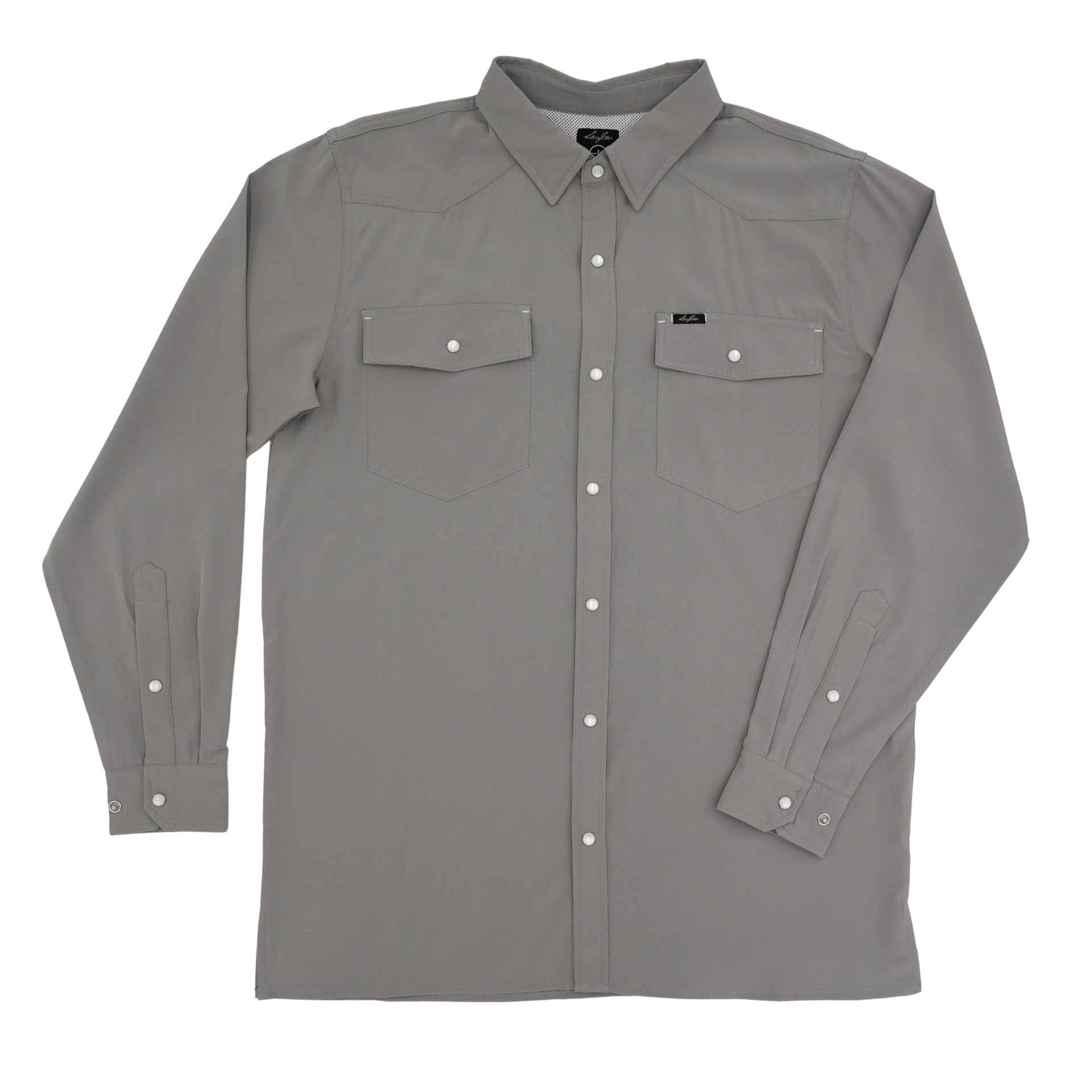San Jac Men's Long Sleeve Performance Pearl Snap Shirt - Grey