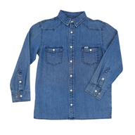 San Jac Youth Long Sleeve Denim Shirt - Dark Wash
