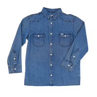 San Jac Youth Long Sleeve Denim Shirt - Dark Wash