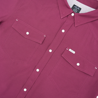 San Jac Men's Short Sleeve Performance Pearl Snap Shirt - Maroon