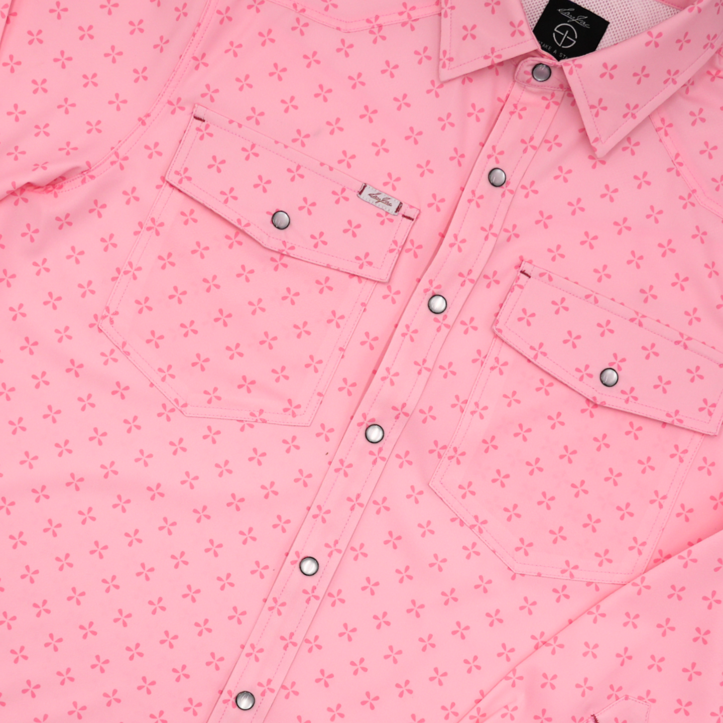 San Jac Men’s Long Sleeve Performance Pearl Snap - Pink