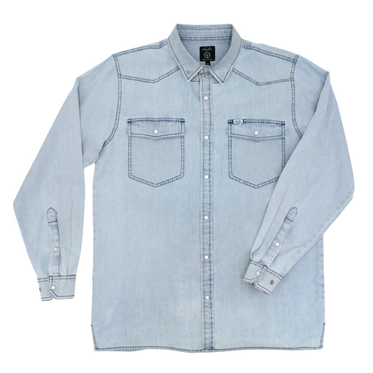 San Jac Men's Long Sleeve Denim Shirt - Light Wash