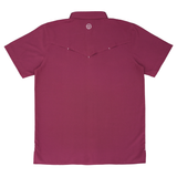 San Jac Men's Short Sleeve Performance Pearl Snap Shirt - Maroon