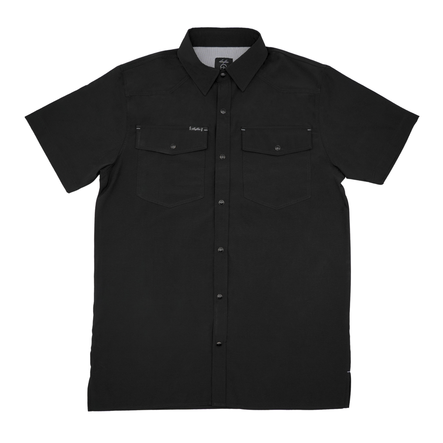 San Jac Men’s Short Sleeve Performance Pearl Snap - Midnight Black