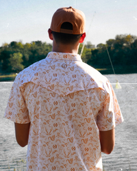 San Jac Men's Short Sleeve Performance Pearl Snap Shirt - Texas Sun
