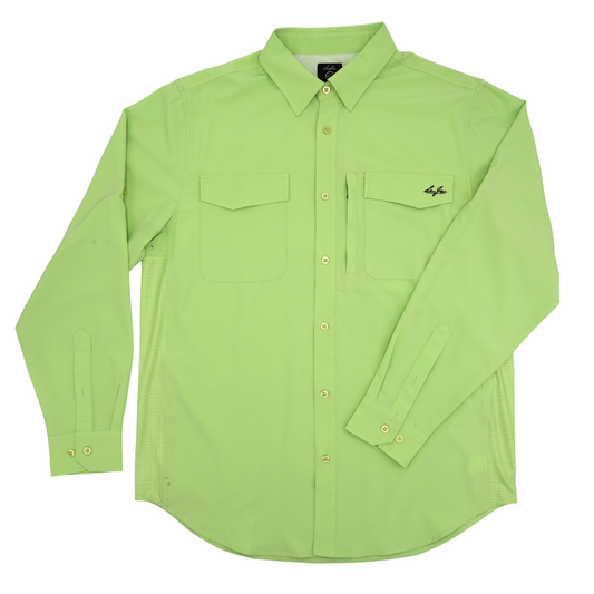 San Jac Men's Long Sleeve Button Down Performance Shirt - Lime