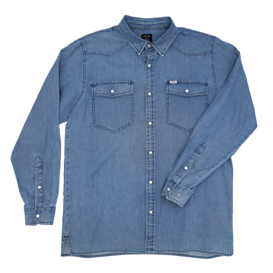 San Jac Men's Long Sleeve Denim Shirt - Dark Wash