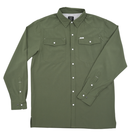 San Jac Youth Long Sleeve Performance Shirt - Olive Green