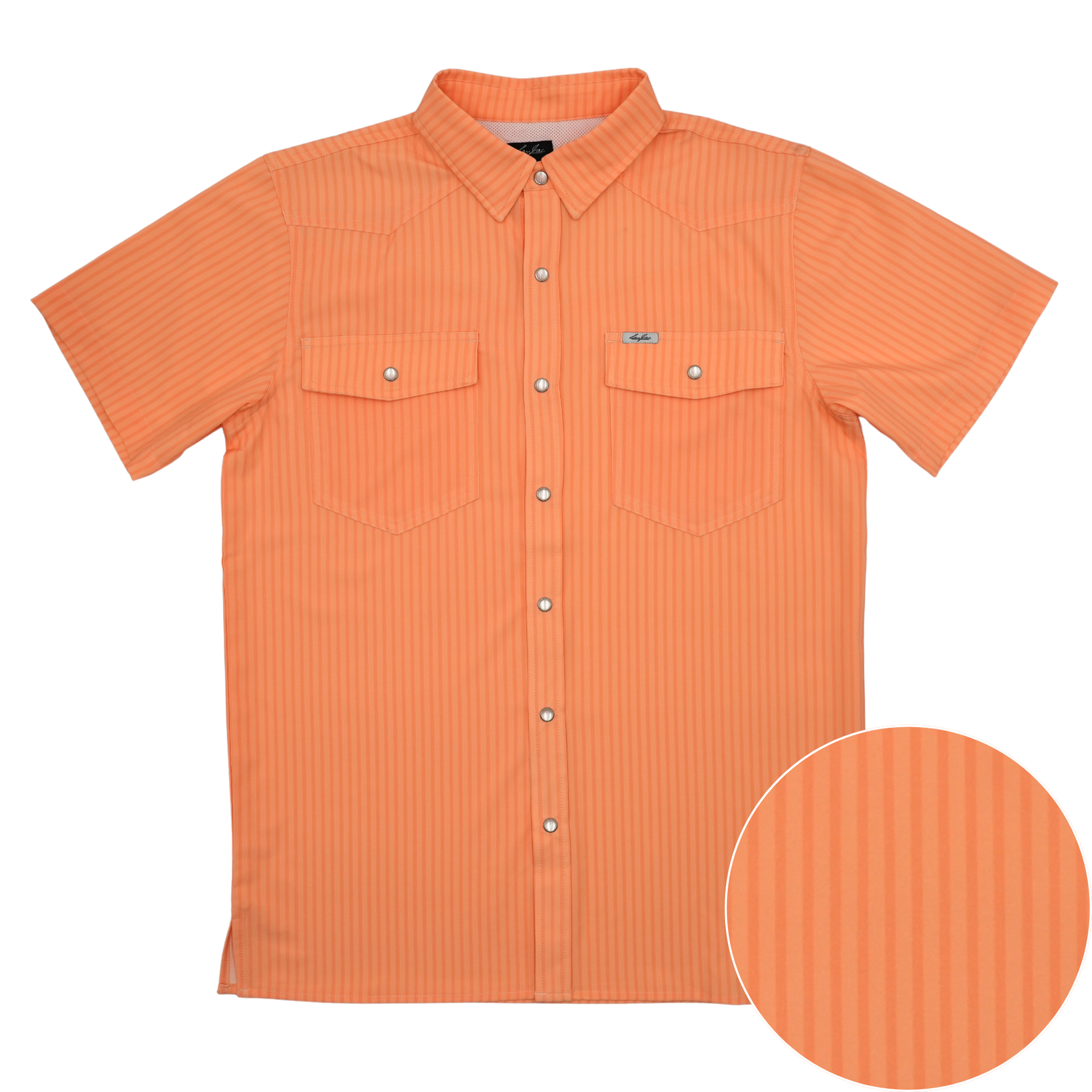 San Jac Men's Short Sleeve Performance Pearl Snap Shirt - Peach