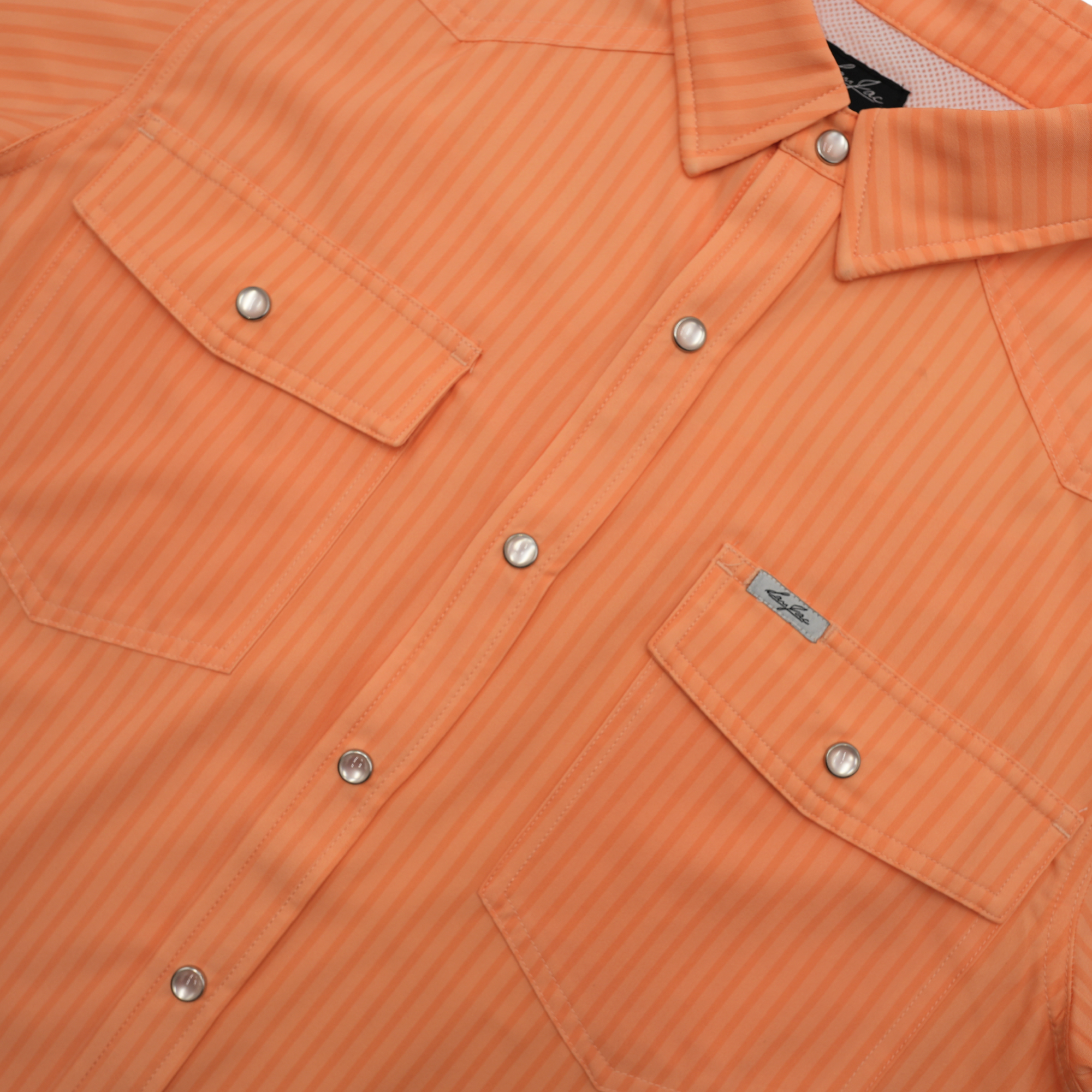 San Jac Men's Short Sleeve Performance Shirt - Peach Stripe