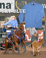 San Jac Youth Long Sleeve Performance Pearl Snap Shirt - Sky Blue